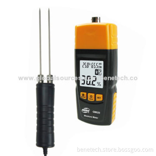 Wooden Moisture Meter, Large LCD with Backlight